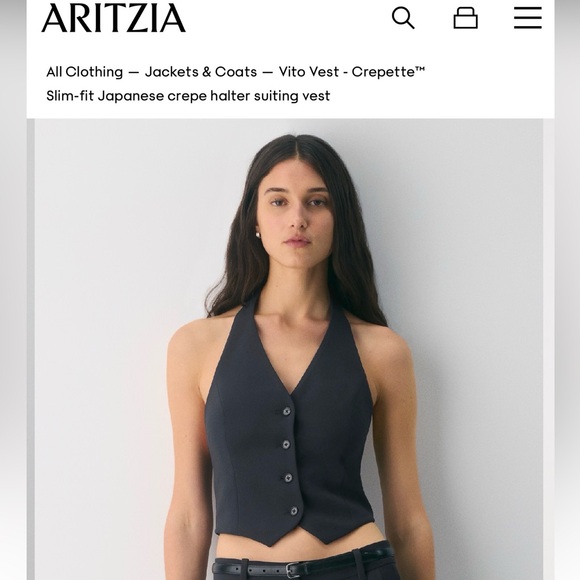 Aritzia Pants - Aritzia Wilfred Vito Vest Crepette Halter Navy Size 2 – Tailored Suiting Top